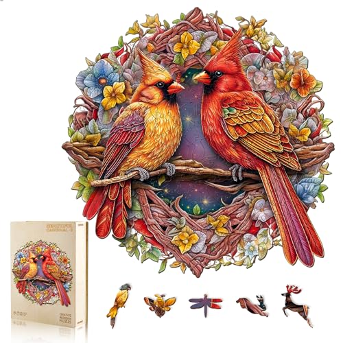 Rompecabezas de madera para adultos, 11,9 x 11,8 pulgadas, 200 piezas con tema de cardenales miniatura 1