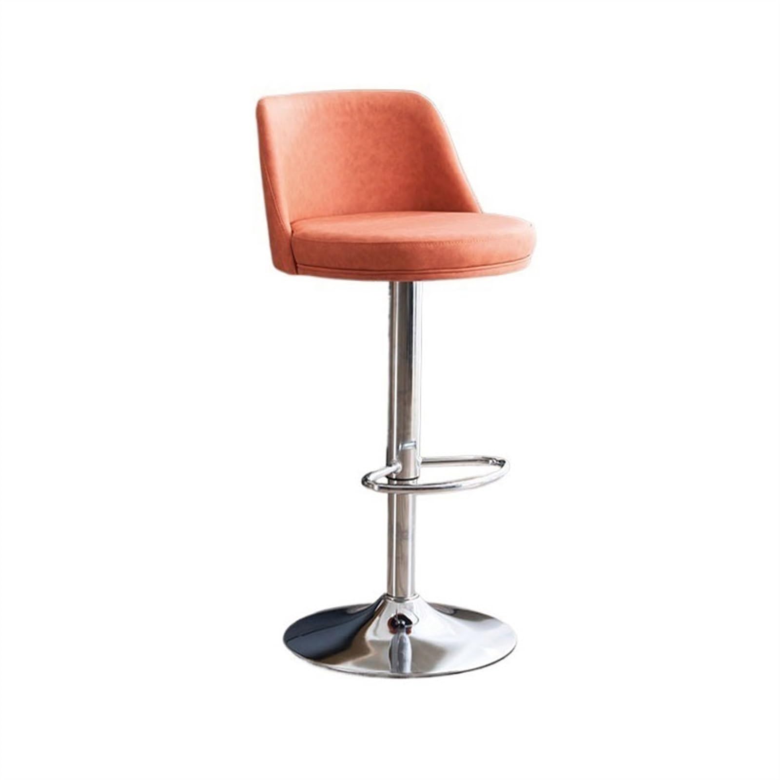 Chaise de bar de luxe avec dossier en fer et assise orange velouté