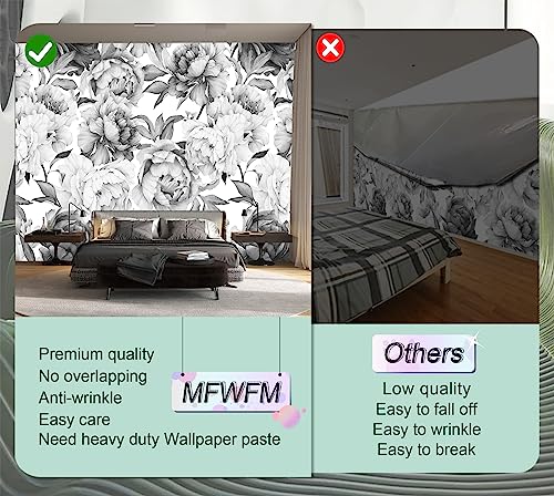 Mfwfm Gray Peonies Wallpaper Watercolor Floral Mural Wallpaper For Nursery #TOP6