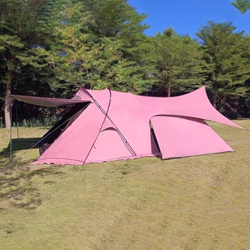 LYXXJRYBHD Camping Tent, Large Tent, Outdoor Awning, Roof Tent, Thickened, Tent Canopy Two in One, for Hiking, Fishing, Backpacking(Pink,Medium)