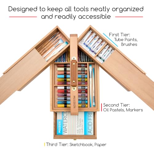 MEEDEN Portable Artist Supply Storage Box: Foldable Beech Wood Box - image 4
