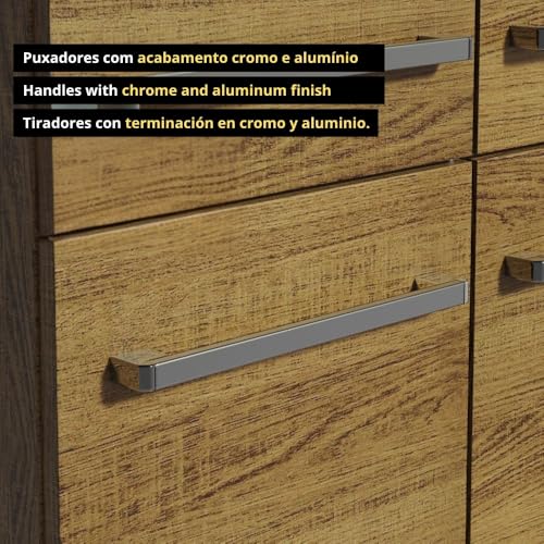Image of Madesa Engineered Wood Full Modular Kitchen Complete Set with Cabinets, Ample Storage 229 Cm Wide with Multiple Compartments, 4 Cabinets, 2 Pull-Out Drawers, Wall Hang, Includes Sink - Brown
