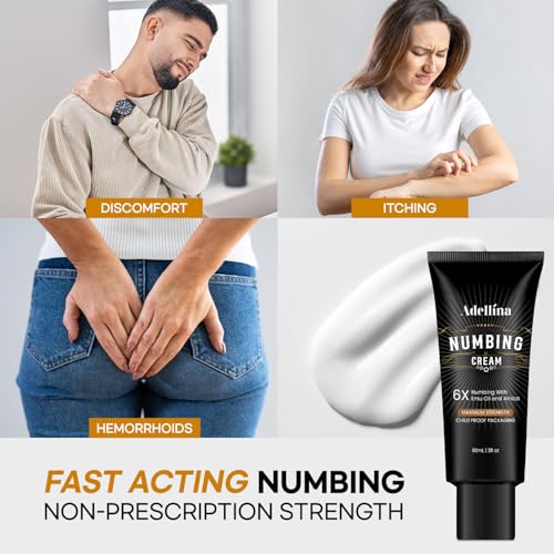 Image of Adellina Numbing Cream Maximum Strength: Long Lasting Extra Soothing with Arnica and Elmu Oil (2 Fl Oz (Pack of 1))
