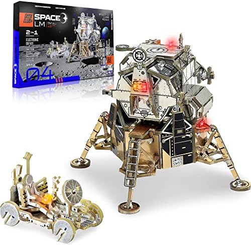 Geeek Club DIY Science Kit - 88-Piece Apollo 11 Electronic Science Kit - Lunar Module Eagle and Moon Rover DIY Set - Educational Model Kits for Teens, Adults - Science Expriment Gift for Kids 14+
