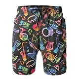 Con forro de malla ZORIN Bañador para hombre con diseño de instrumentos musicales de colores y música de secado rápido, atlético con forro de malla y bolsillos, blanco, L