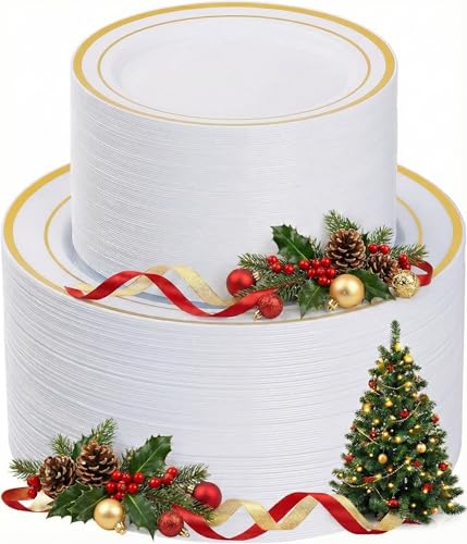 Goodluck 200PCS Gold Plastic Plates