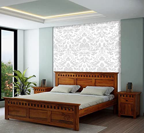 Image of SHRI MINTU'S ART Solid Sheesham Wood King Size Bed Without Storage | Wooden Double Bed Cot Bed for Bedroom Furniture | Palang Double Bed for Hotels | All (Queen, Brown Finish)