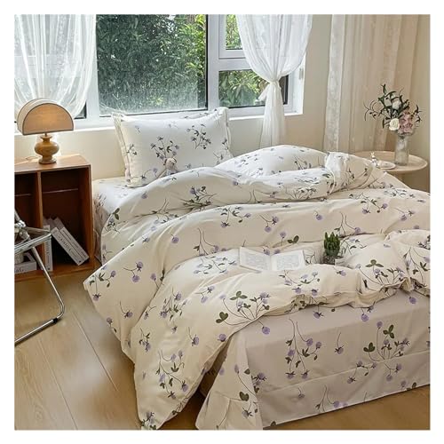 Parure de couette réversible à motif fleurs de printemps en microfibre douce pour lit double