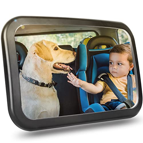 Image of Srnede Baby Car Mirror Baby Rear Facing Seat Mirror for Infant Child with Wide Crystal Clear View Shatterproof
