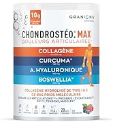 GRANIONS CHONDROSTEO+ MAX COLLAGENE 225g, Collagene et Acide Hyaluronique + Curcuma + Boswellia -...