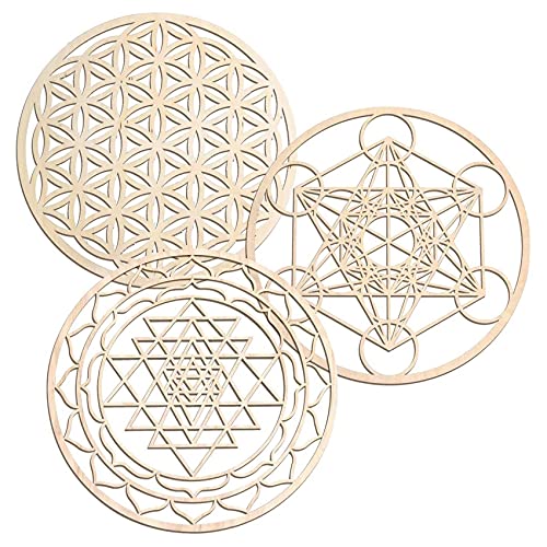 Viudecce 3 Piezas/Conjunto Juego de Arte de Pared de Geometría Sagrada Arte de Pared de Madera, Arte de Geometría Sagrada, Escultura, Decoraciones de Pared para DecoracióN del Hogar