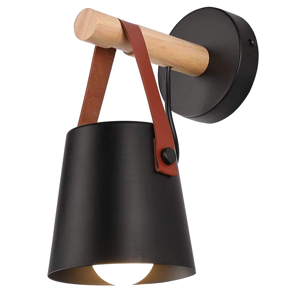 Chao Zan Wall Sconce Lamp Fixture E27 LED Wall Lights Down Lighting Wall Sconce Lamp for Living Room Bedroom Corridor Modern Wooden Leather Decorative LED Wall Lighting