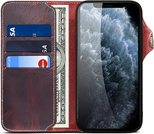 Étui en cuir véritable pour iPhone 14 Pro Max housse portefeuille noire luxe - 3