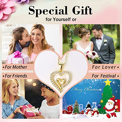Kovtia Love Forever Heart Necklace 14K Gold Plated Heart To Heart Delicate Wedding Necklace For Women, Valentine’s Day Gift For Girl,Mother’s Day Presents Jewelry (Gold) #TOP6