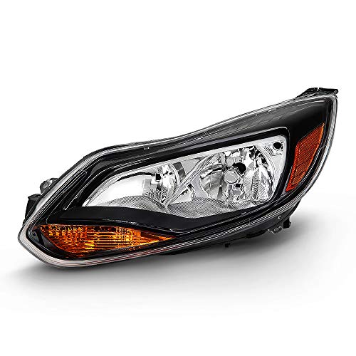 Driver Side Left OE-Style Black Bezel Headlight Housing Headlamp Assembly Replacement For 2012-2014 Ford Focus Titanium ST Halogen Model