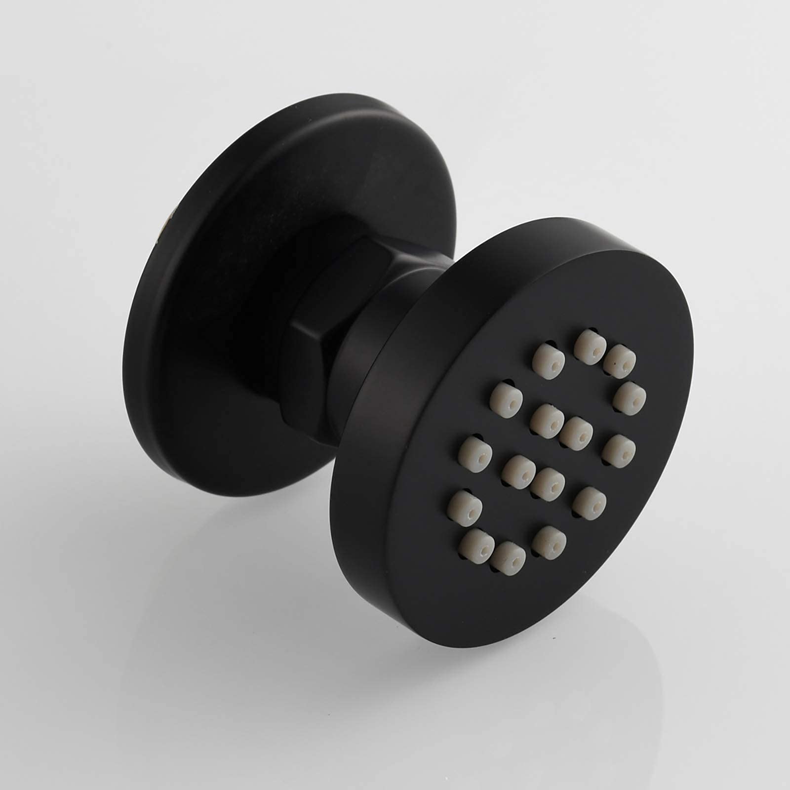 Chorro de ducha de 2 pulgadas de latón para masaje, accesorios de baño, montaje en pared, chorros laterales redondos ajustables para ducha spa, negro, 4 paquetes (cepillado 1 unidad)