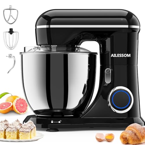 SAMSAIMO 3-IN-1 Electric Stand Mixer, 10-Speed With Pulse Button, Attachments include 6.5QT Bowl, Dough Hook, Beater, Whisk for Most Home Cooks (Onyx Black)