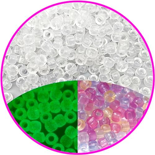 UV Pony Beads for Bracelet Plastic Beads for Jewelry Making Glow in The Dark Beads Color Changing Beads Sunlight Beads 6x9mm Beads for Friendship Bracelets DIY Necklace Party Decoration Supplies