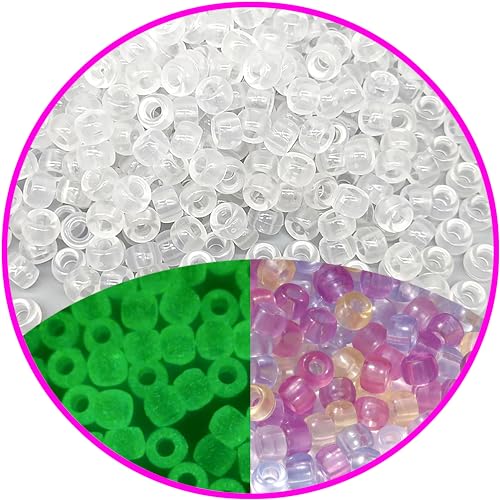 GMMA UV Pony Beads for Bracelet Plastic Beads for Jewelry Making Glow in The Dark Beads Color Changing Beads Sunlight Beads 6x9mm Beads for Friendship Bracelets DIY Necklace Party Decoration Supplies