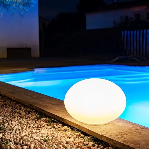 GuirLED - Galet LED Solaire & Étanche RGB+W 40 cm 100% Autonome & Télécommandé