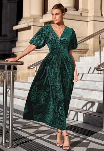 Image of Sissyaki Velvet Maxi Dress Fall Wedding Guest Dress 2026 | Semi Formal to Formal Events, Family Pictures, Holiday Party Dinner Dress