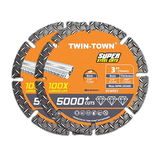 Disque à tronçonner 76 mm TWIN-TOWN offrant plus de 5000 coupes sur les barres d'acier