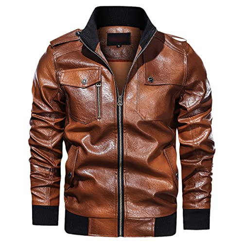 Veste de moto pour hommes hiver en cuir épais veste à glissière
