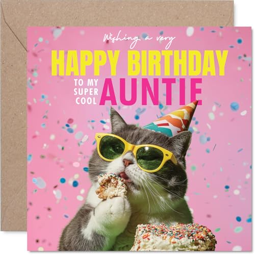 Stuff4 Auntie �o�[�X�f�[�J�[�h - Purr-fect Cake - ���Â̂��΂���̂��߂̃n�b�s�[�o�[�X�f�[�J�[�h�A5.7�C���` �ʔ����L �a�����O���[�e�B���O�J�[�h