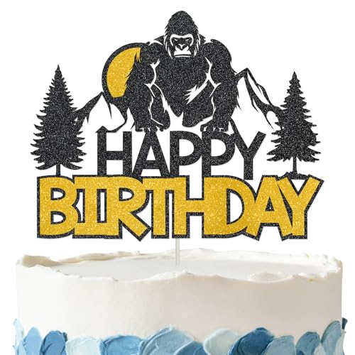 Gorilla Birthday Cake Topper - Glitter Gorilla Tag Birthday Decorations for Birthday Party Supplies