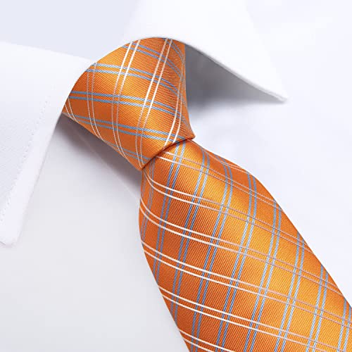 Image of DiBanGu Extra Long Tie for Men 63 inch XL Silk Necktie Set | Pocket Square and Cufflinks, Big and Tall, Jacquard Woven, Gift Box, Paisley /Plaid /Solid /Striped, for Weddinng Party Business