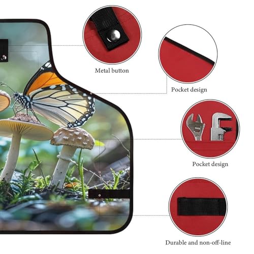 Delantal de trabajo Butterfly Mushroom con bolsillos y ajuste miniatura 3