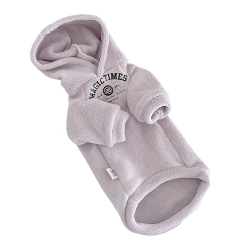 UGYMSIA ペット服 猫服 無毛猫/ドイツショートヘア/スフィンクス/ラグドール/ブルーキャット向け 秋冬用 両面オーロランフリース 厚手裏起毛 ロングスリーブパーカー 保温快適 寒さ対策 (パープル,M(2.25-3.25KG))