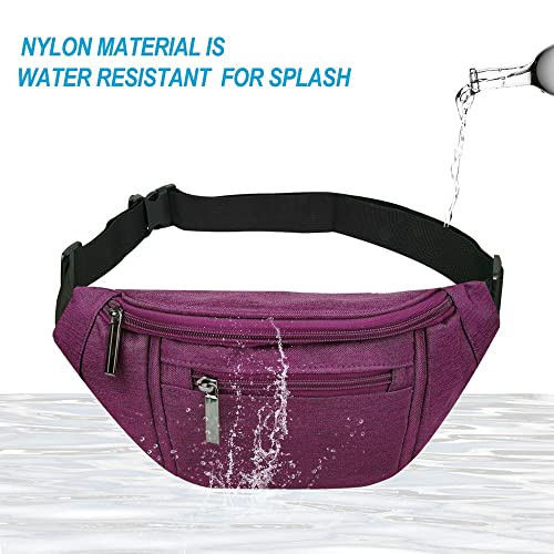 Image of Fanny Pack for Men Women,Crossbody Waist Bag Pack,Belt Bag for Travel Walking Running Hiking Cycling,Easy Carry Any Phone,Wallet, Purple, One Size, Fashion