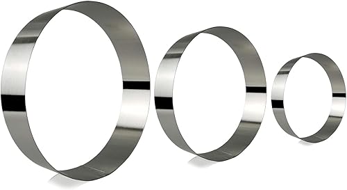 Sartenes redondos de 3 niveles multicapa para hornear pasteles de cumpleaños, de acero inoxidable, 3 tamaños grandes, anillos de mousse (forma