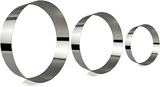 3 Tier Round Multilayer Anniversary Birthday Cake Baking Pans,Stainless Steel 3 Big Sizes Rings Molding Mousse Cake Rings(Round shape,4 Inch 6Inch 7.8Inch,Set of 3)