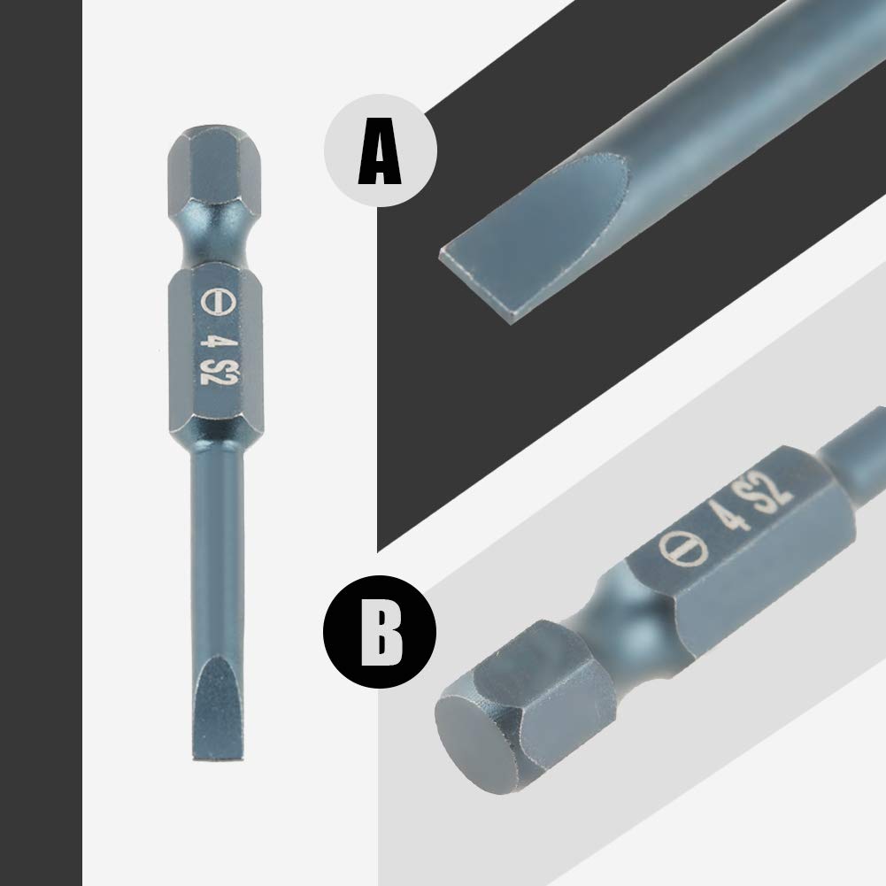 Tournevis à Fente 50 Mm, 10 Embouts De Tournevis à Tige Hexagonale 1/4 50 Mm S2 En Alliage D'acier Pour Tournevis à Fente H6,3 X 50 X SL6 Mm