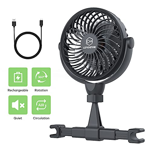 Retractable Portable Car Fans With 4 Speeds For Headrest And Rear Seat, Small Cooling Vehicle Air Fan, Quiet Operation, Rechargeable, Battery Operated,360 Degree Rotatable Usb Fan For Baby, Puppy, Suv #TOP1