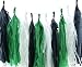 Soccer Garland, Black, Green & White Summer Party Tassels (Set of 15) - Soccer Party Supplies, Sporty Tissue Paper Tassel, Spring Birthday Party Decorations Banner Backdrop