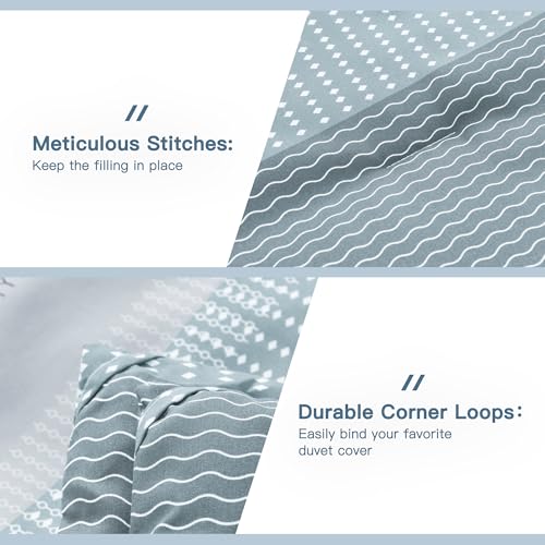 Litanika Light Blue Comforter Full Size Set, 3 Pieces Bedding Set, Blue White Colorblock Stripe (79x90In Comforter & 2 Pillowcases)