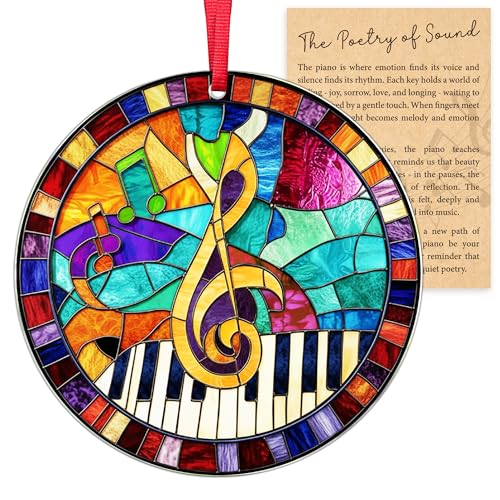 Music Ornaments for Christmas Tree, Music Gifts for Men, Women, Teacher, Musical Gifts for Musincians, Choir, Producer, Instruments, Piano, Guitar Lover, Singing Trinkets Themed Decor (Piano)