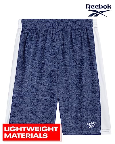 Reebok Boys\' Athletic Mesh Shorts - 2 Pack Active Performance Dry Fit Running Basketball Gym Shorts for Boys (Sizes: S-XL), Size Small, Blue/White - Thumbnail 4
