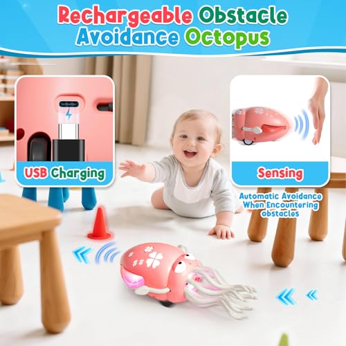 Image of Dancing Squid Baby Toy, Electric Octopus Tummy Time Toy, Rechargeable Magic Squid Dance Music Toy for 3 4 5 6 Year Old Boys Birthday Gift