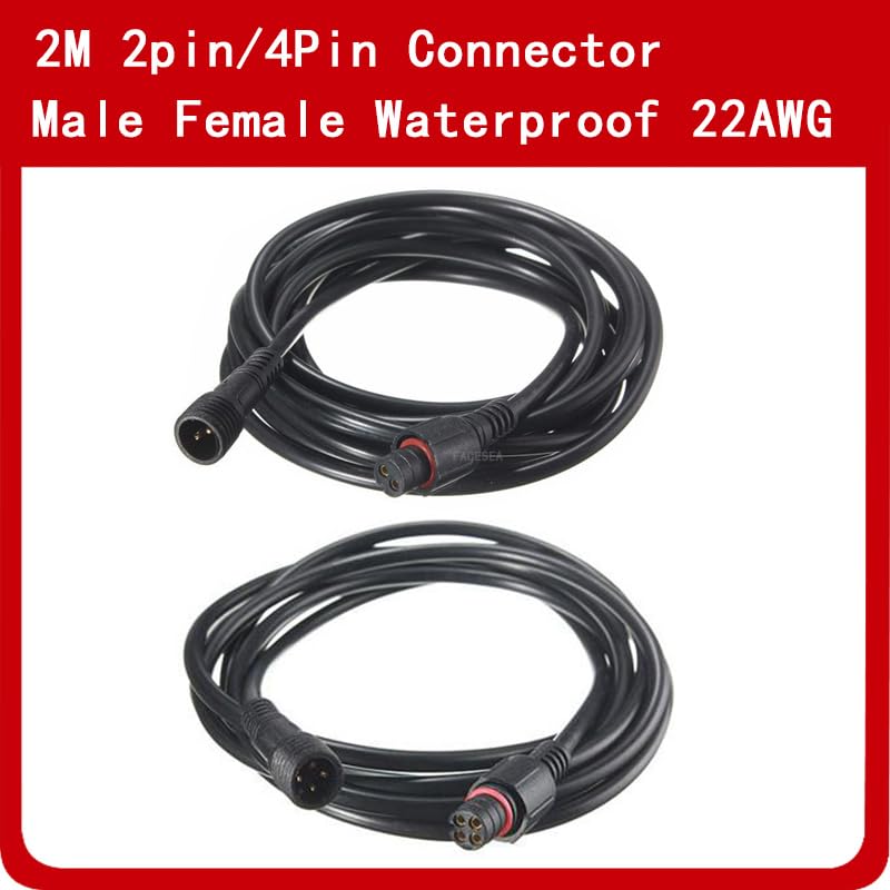 Wiring Connecting Terminals - 100pcs 2pin / 4pin 200cm 6.56ft Length Waterproof Connector Cable with 0.3mm Wire Male & Female Plug for LED Strip Light - (Package: 100pcs 2pin 2m)