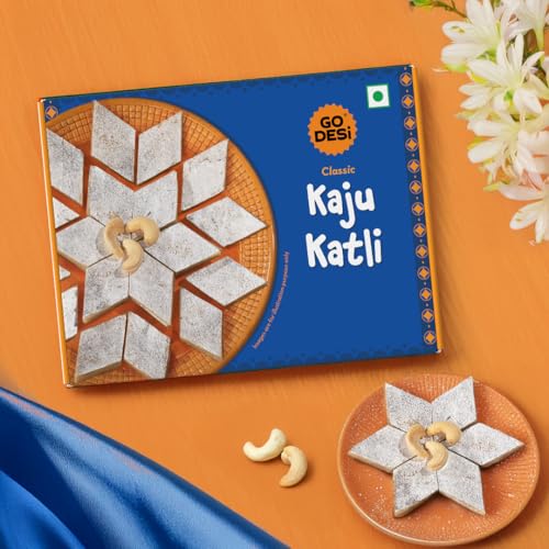 GO DESi Classic Kaju Katli 200 grams, Made with Cashew Nuts, Sweets Indian Mithai, Indian Sweets Gift Pack
