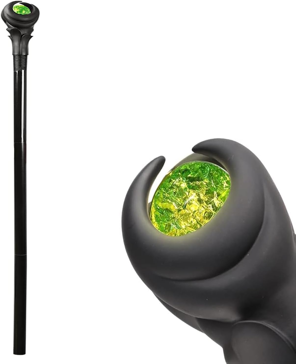 Flylife 51inch Deluxe Maleficent Staff with Green Light Orb, Wizard Scepter Magic Wand Halloween Prop (Green Light)