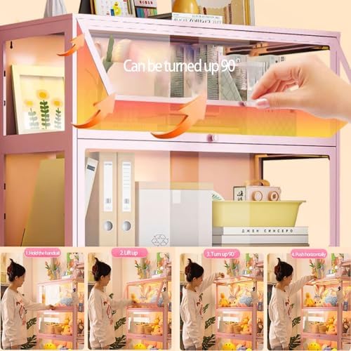 4-Tier Tempered Glass Display Case, Dustproof Carbon Steel Showcase, 3-Sided Clear Cabinet, Flip-Top Door Design, Ideal for Office & Retail Storage Solutions