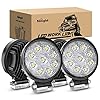 Nilight led pods 4PCS 27W Round Flood LED Light Bar Driving Lamp Waterproof Jeep Off Road Fog Lights for Truck Car ATV SUV Jeep Boat 4WD ATV, 2 Years Warranty