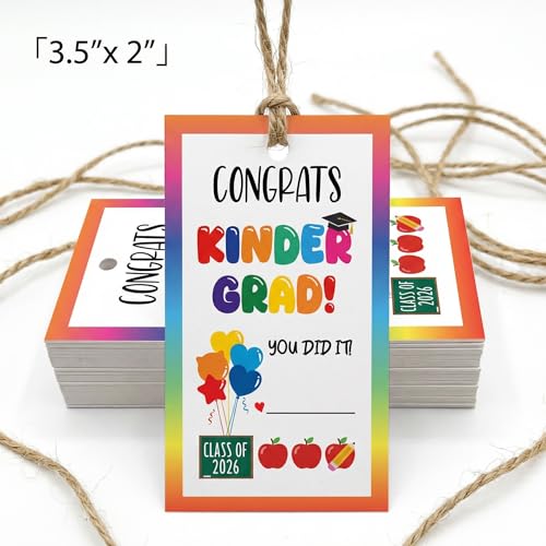zriauber Class of 2026 Graduation Gift Bag Tags with String, Set of 50, 3.5x2 Inch Paper Thank You Tags for Family & Friends, Ready-to-Use 2026 Graduation Table Decor - A12