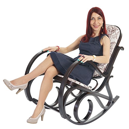 Mendler Fauteuil à Bascule M41, Rocking-Chair en Bois - Jacquard Brun – Image 6