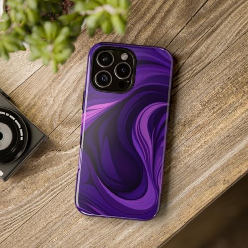 Coque iPhone 16 Pro Max motif vague abstraite violette rigide brillante - 4